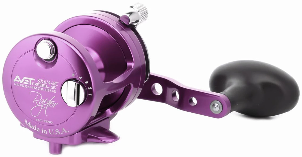 Avet SX 6/4 MC Raptor 2-Speed Lever Drag Casting Reel Purple 1 Avet SX 6/4 MC Raptor 2-Speed Lever Drag Casting Reel Purple