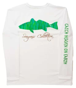 IBig Seagrass Redfish Performance Long Sleeve Shirt - White - 3X-Large