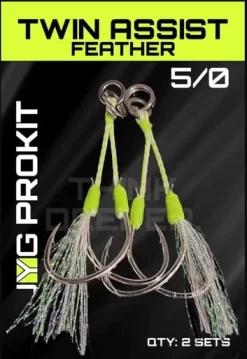 JYG Profishing Feathered Twin Assist Hooks