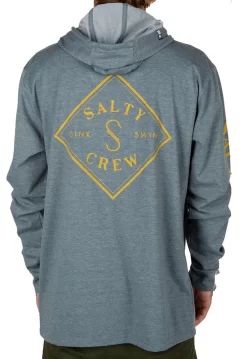Salty Crew Tippet Pocket Hood Tech Tee - Blue - Medium