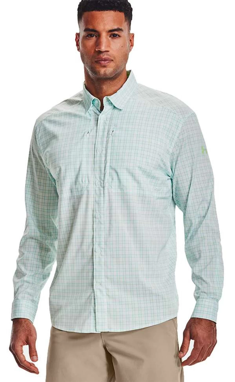 Under Armour Tide Chaser 2.0 Long Sleeve Plaid Shirt - White/Stellar Green 1 Under Armour Tide Chaser 2.0 Long Sleeve Plaid Shirt - White/Stellar Green
